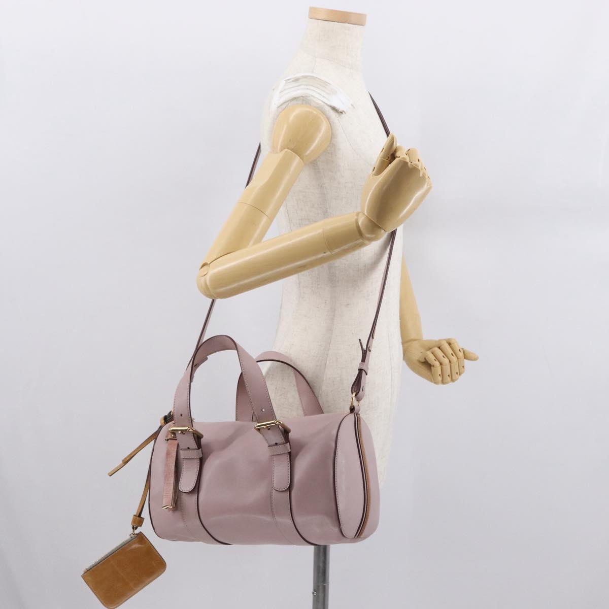 Chloe Sam Hand Bag Leather 2way Pink Gold 03 12 51 65 5811 Auth BA9509