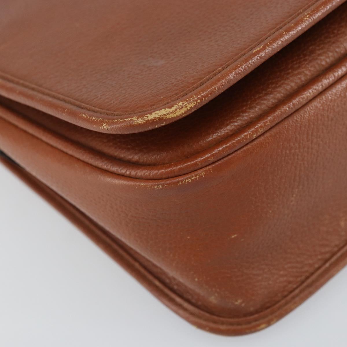 SAINT LAURENT Shoulder Bag Leather Brown Gold Auth BA9512