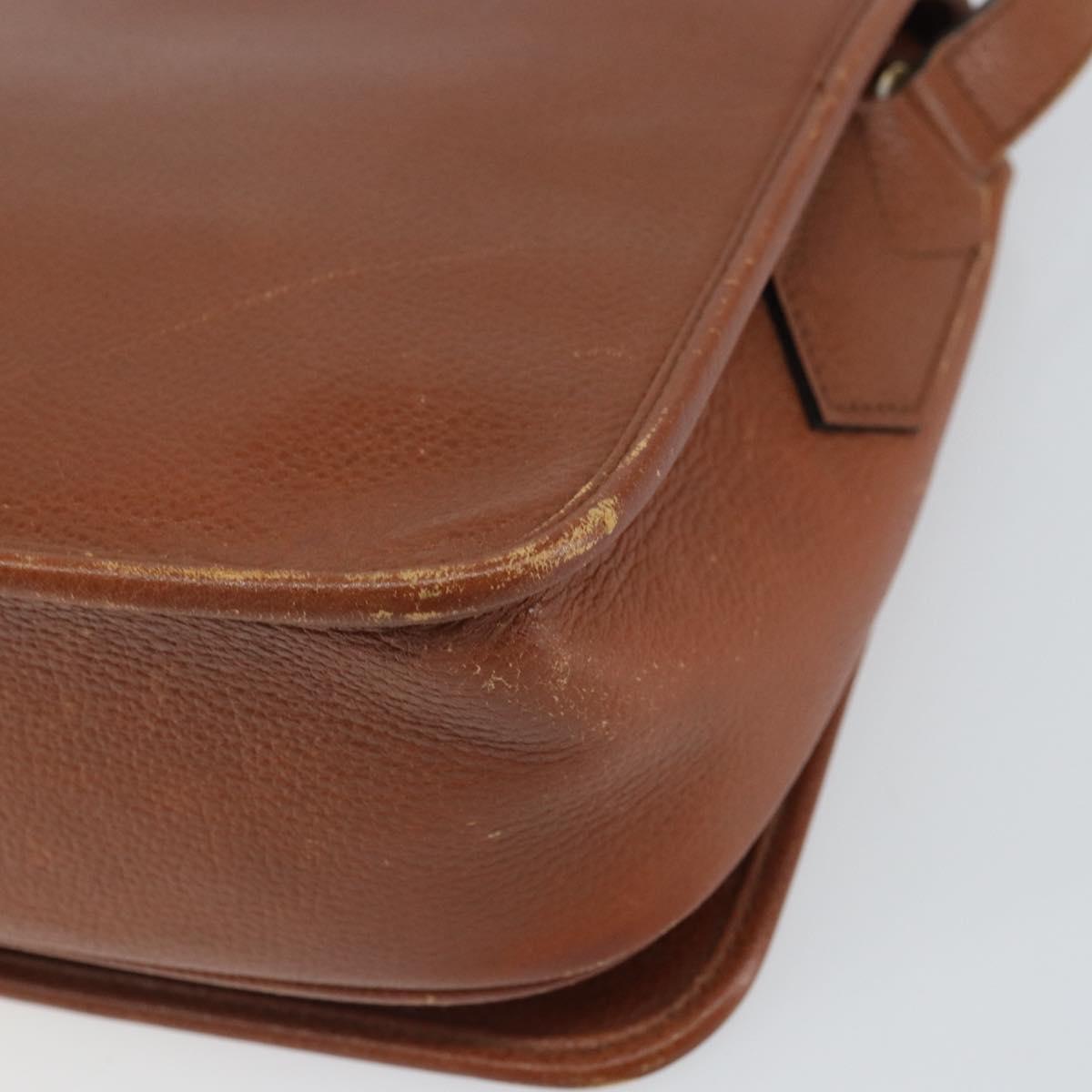 SAINT LAURENT Shoulder Bag Leather Brown Gold Auth BA9512
