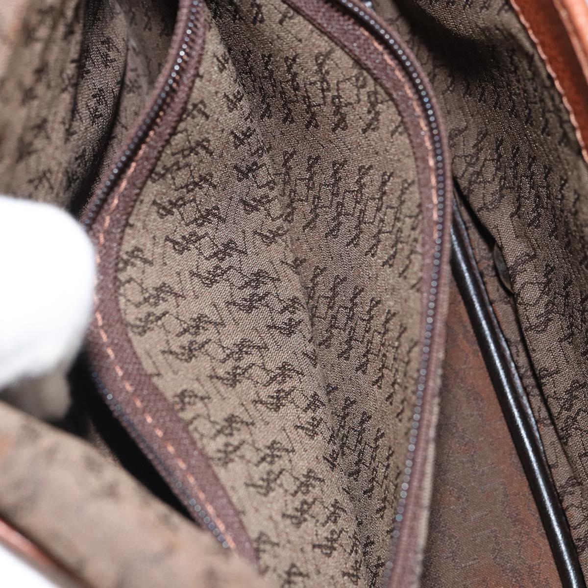 SAINT LAURENT Shoulder Bag Leather Brown Gold Auth BA9512