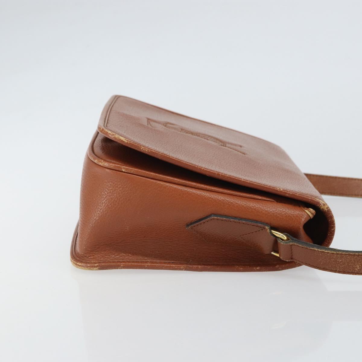 SAINT LAURENT Shoulder Bag Leather Brown Gold Auth BA9512