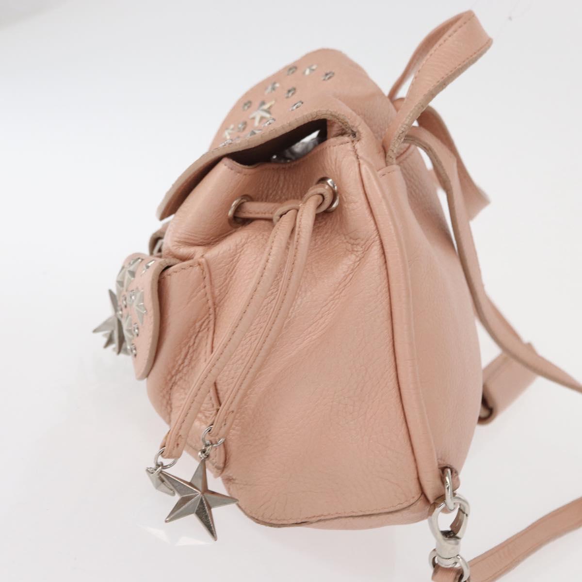 Jimmy Choo Love Backpack Leather Pink Silver Auth BA9528