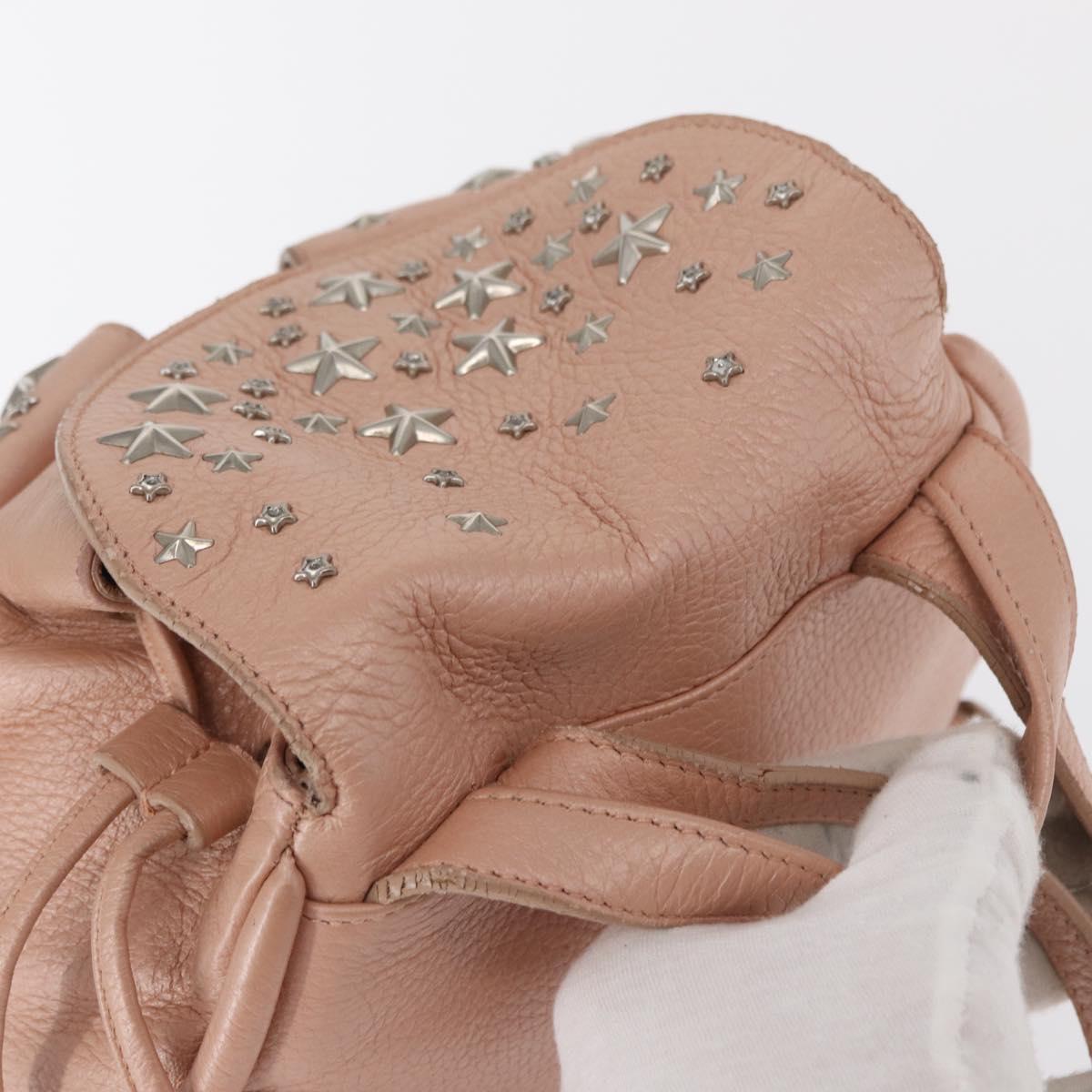 Jimmy Choo Love Backpack Leather Pink Silver Auth BA9528