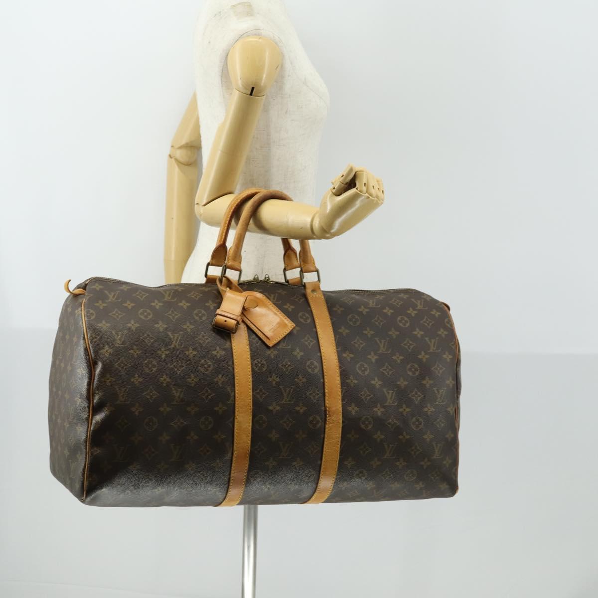 LOUIS VUITTON Monogram Keepall 55 Boston Bag M41424 LV Auth BA9533