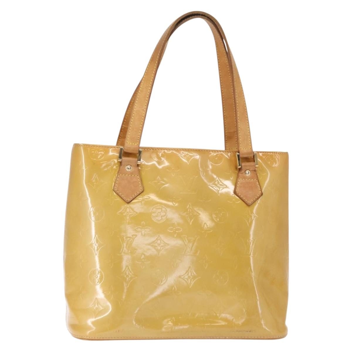 LOUIS VUITTON Monogram Vernis Houston Hand Bag Beige M91004 LV Auth BA9534