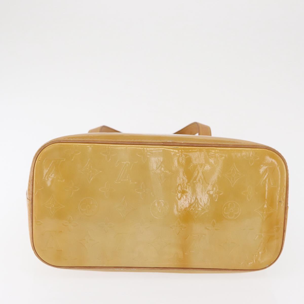 LOUIS VUITTON Monogram Vernis Houston Hand Bag Beige M91004 LV Auth BA9534