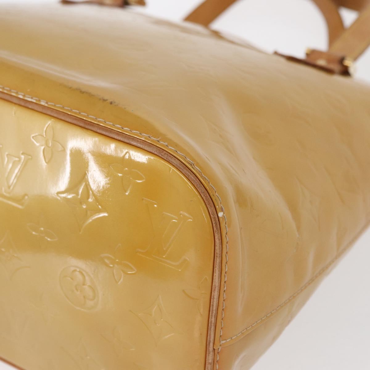 LOUIS VUITTON Monogram Vernis Houston Hand Bag Beige M91004 LV Auth BA9534