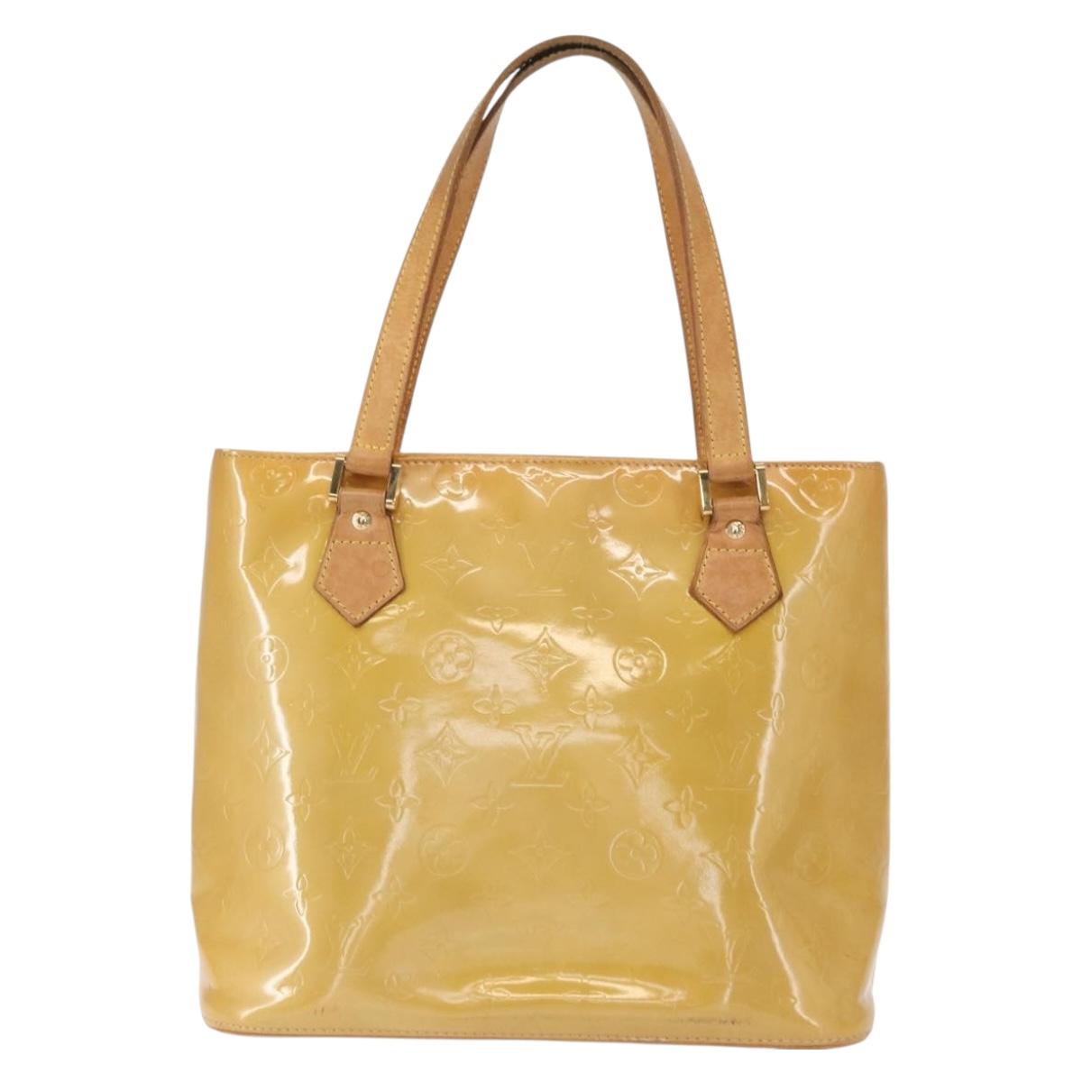 LOUIS VUITTON Monogram Vernis Houston Hand Bag Beige M91004 LV Auth BA9534