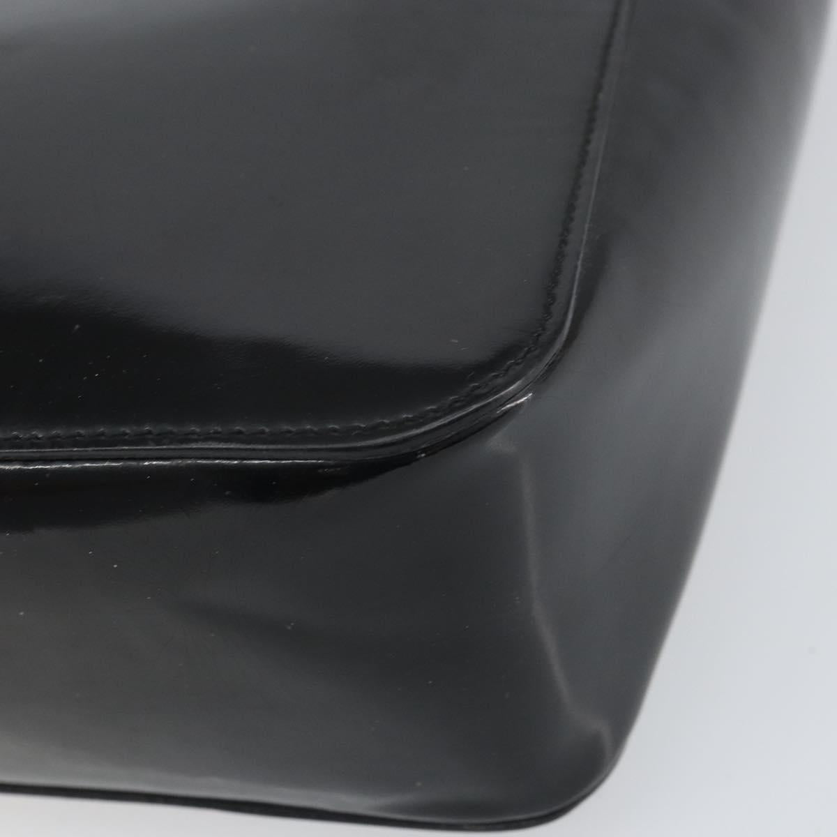 GUCCI Bamboo Hand Bag Patent leather Black 93152 Auth BA9541