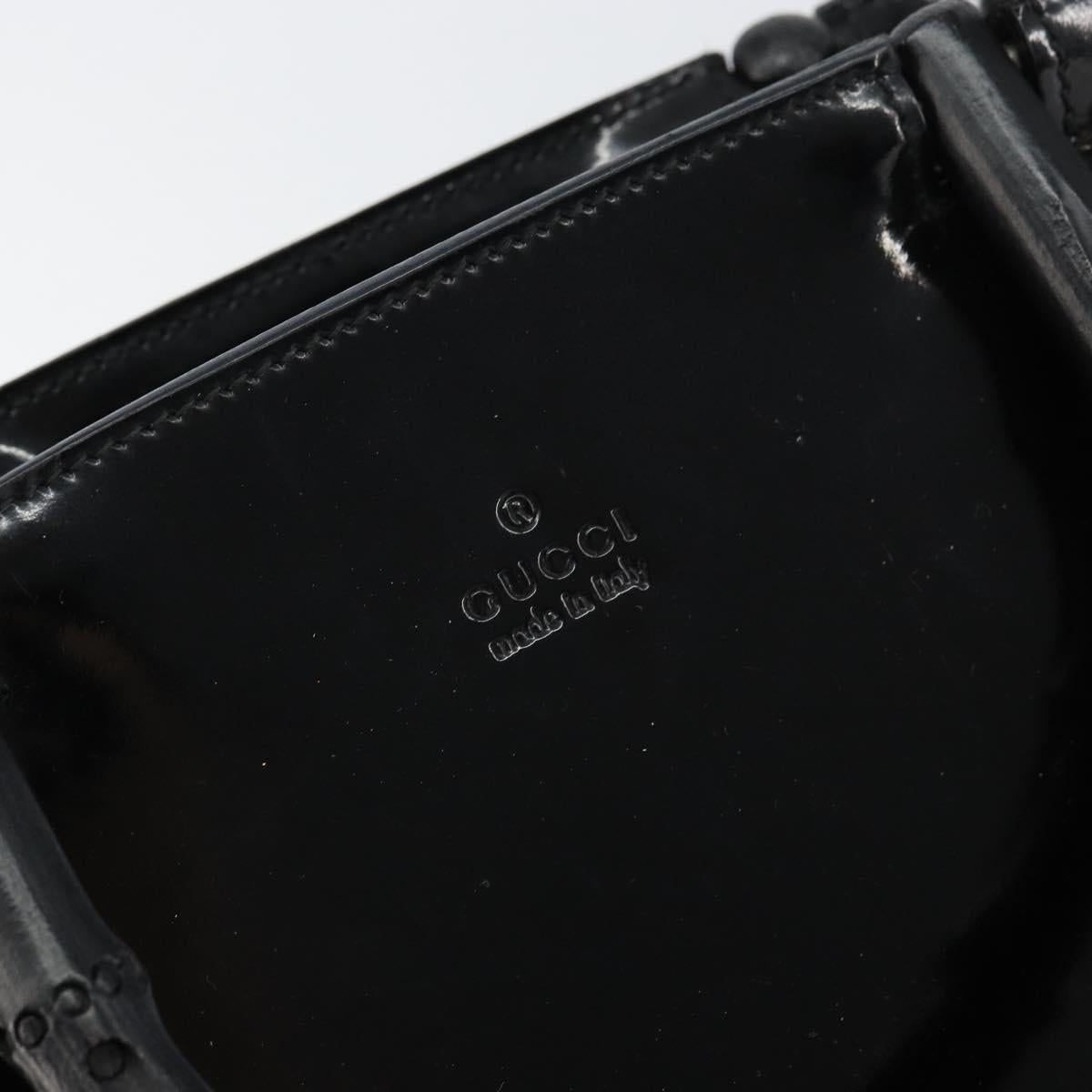 GUCCI Bamboo Hand Bag Patent leather Black 93152 Auth BA9541