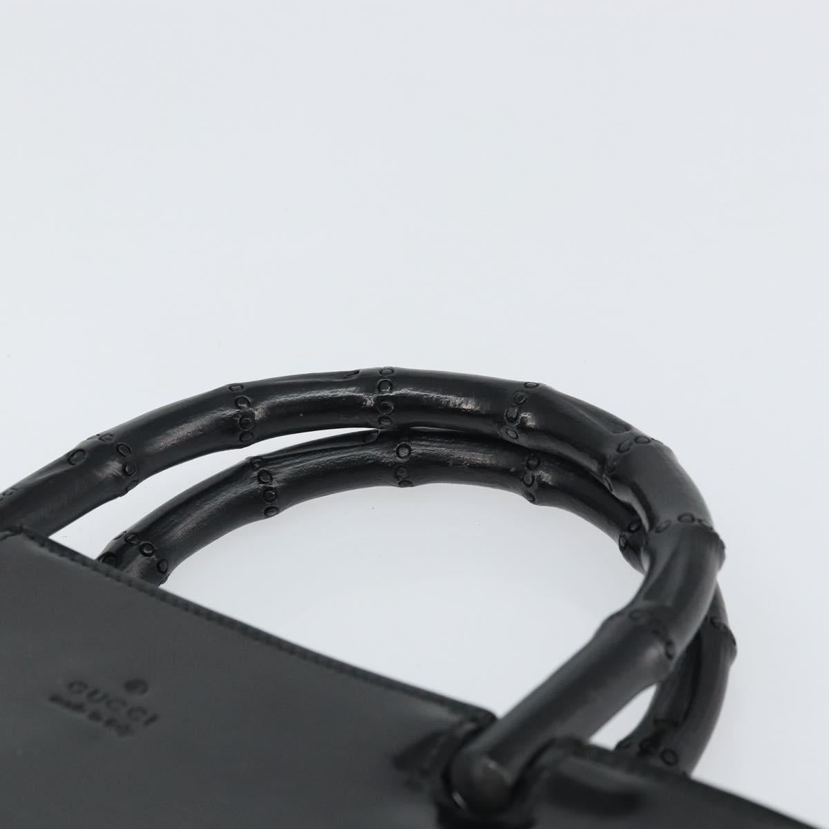 GUCCI Bamboo Hand Bag Patent leather Black 93152 Auth BA9541