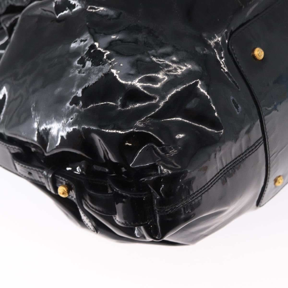 Salvatore Ferragamo Gancini Tote Bag Patent leather Black Gold Auth BA9545