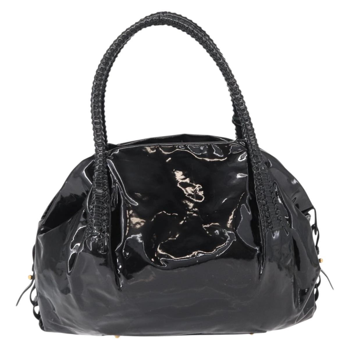 Salvatore Ferragamo Gancini Tote Bag Patent leather Black Gold Auth BA9545