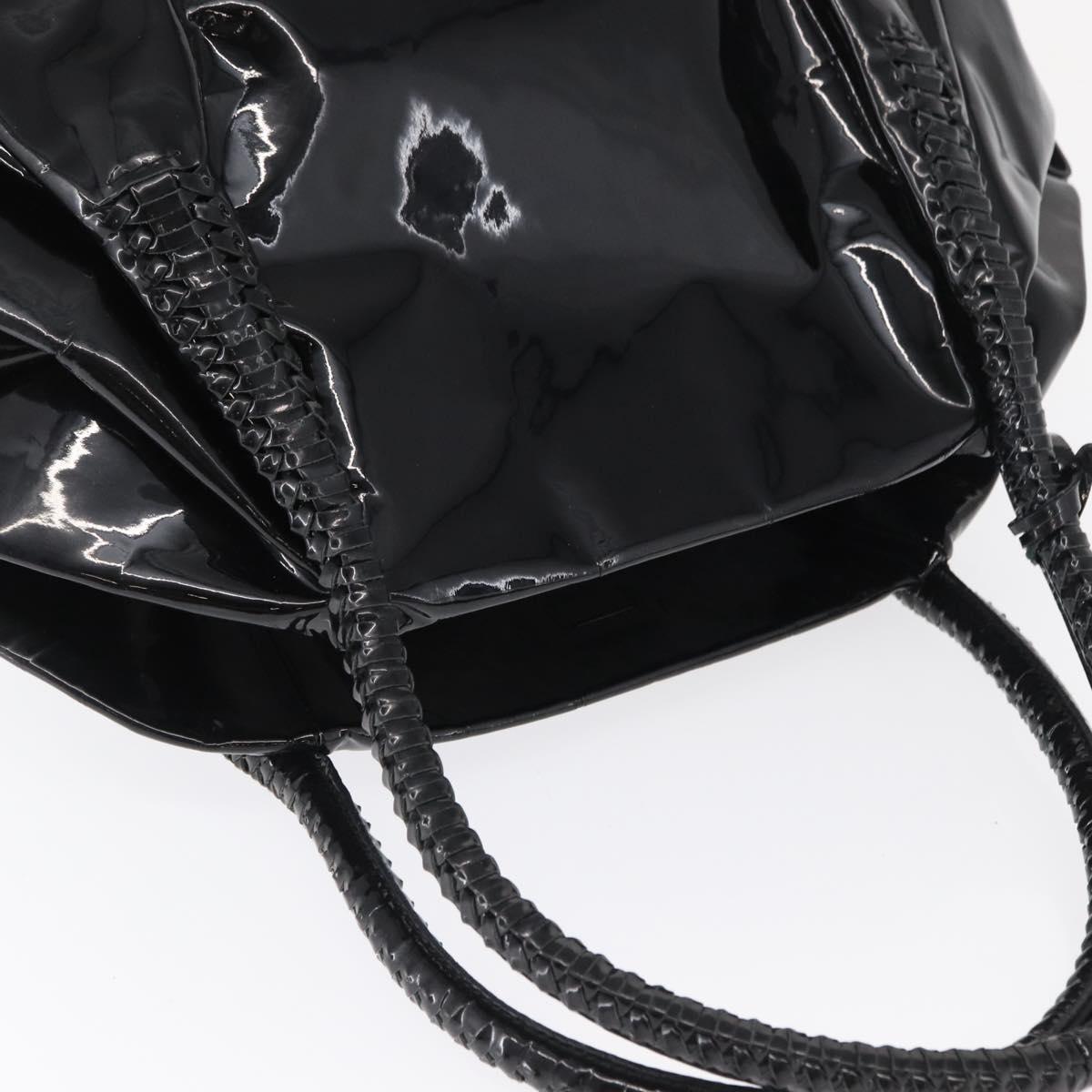 Salvatore Ferragamo Gancini Tote Bag Patent leather Black Gold Auth BA9545