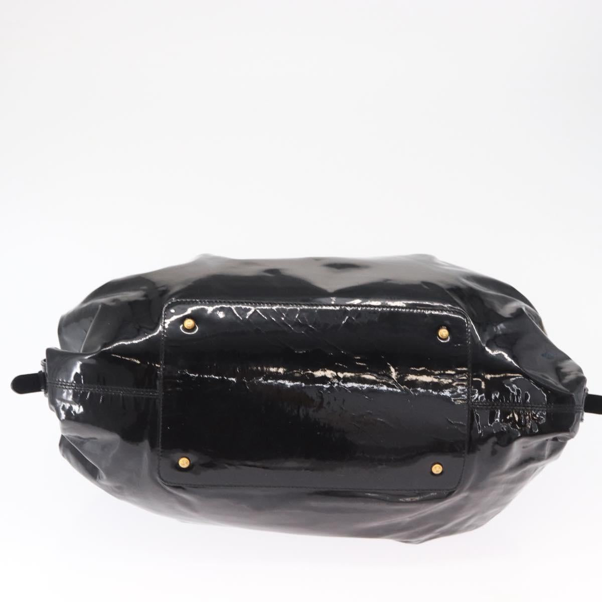 Salvatore Ferragamo Gancini Tote Bag Patent leather Black Gold Auth BA9545