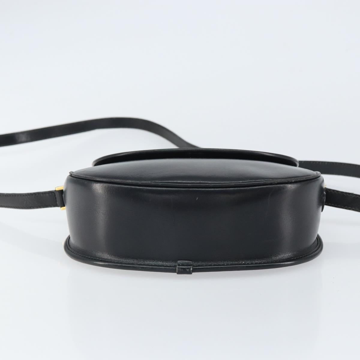 GUCCI Shoulder Bag Leather Black Gold 007 49 0074 Auth BA9548