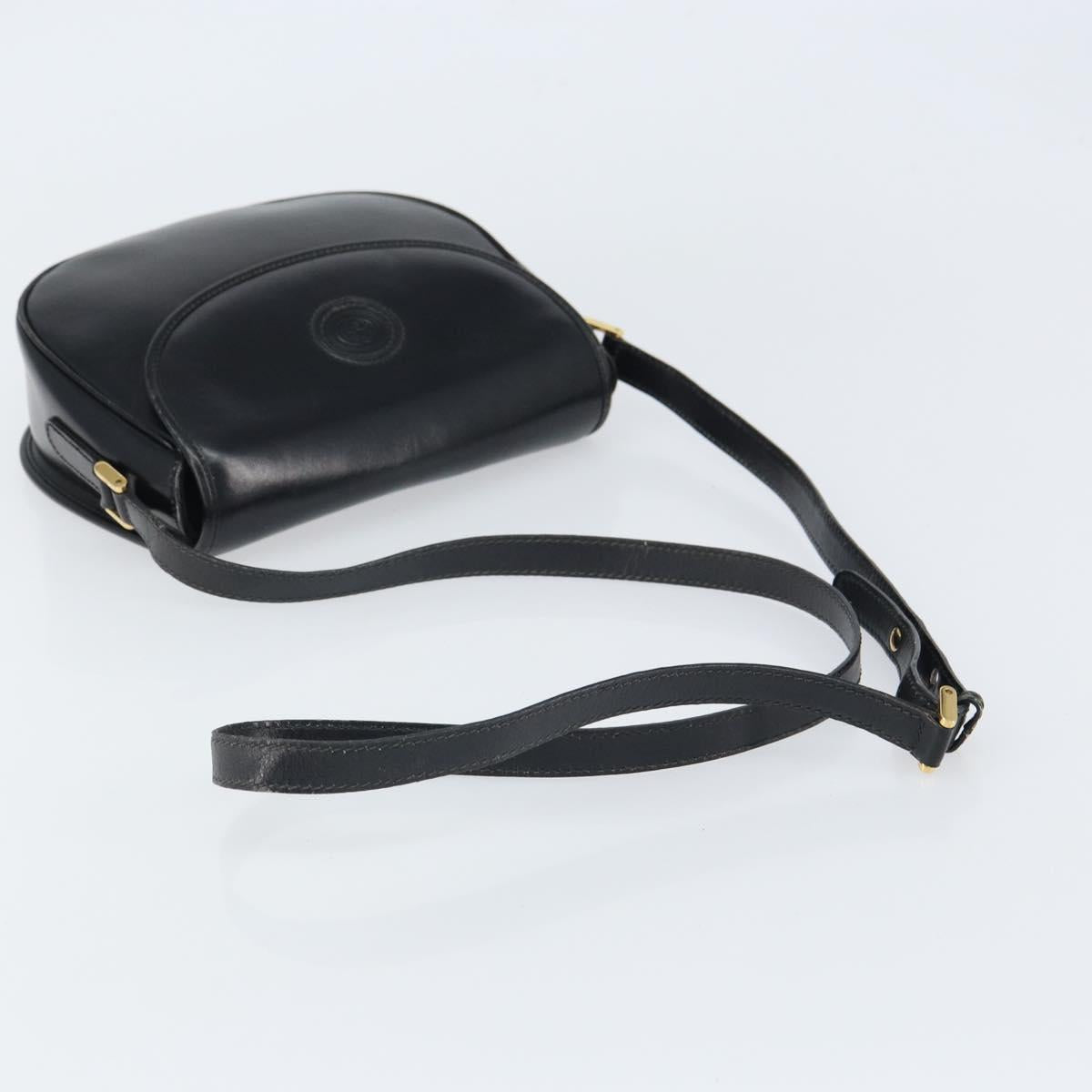 GUCCI Shoulder Bag Leather Black Gold 007 49 0074 Auth BA9548