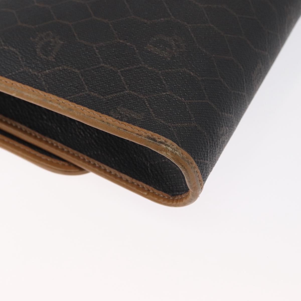 Christian Dior Honeycomb Canvas Chain Shoulder Bag PVC Black Gold Auth BA9551