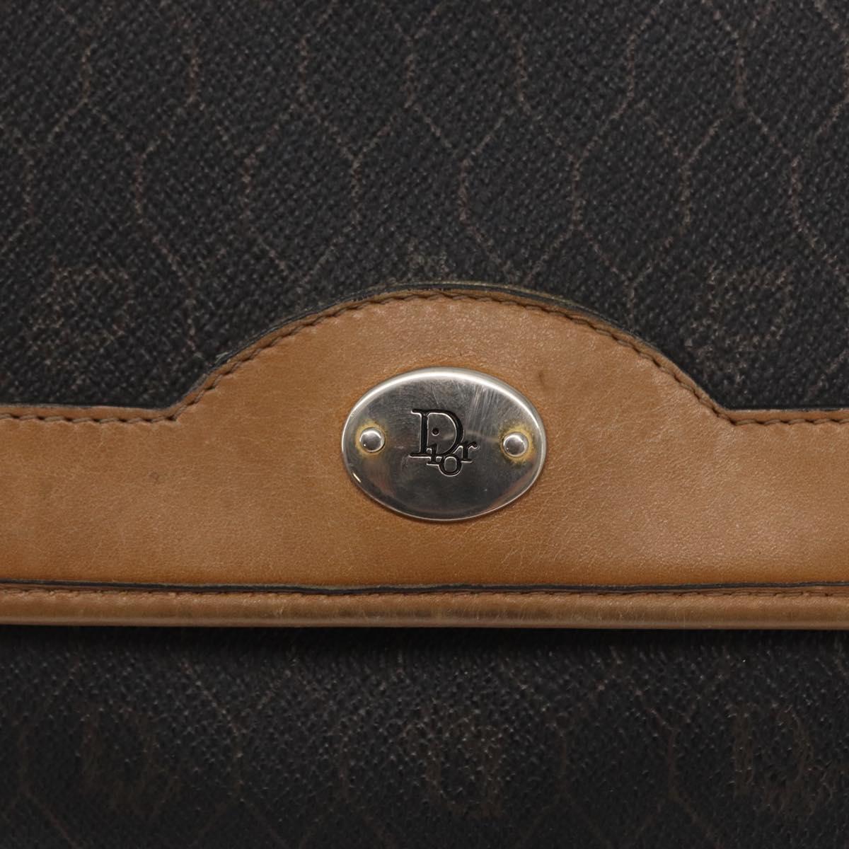 Christian Dior Honeycomb Canvas Chain Shoulder Bag PVC Black Gold Auth BA9551