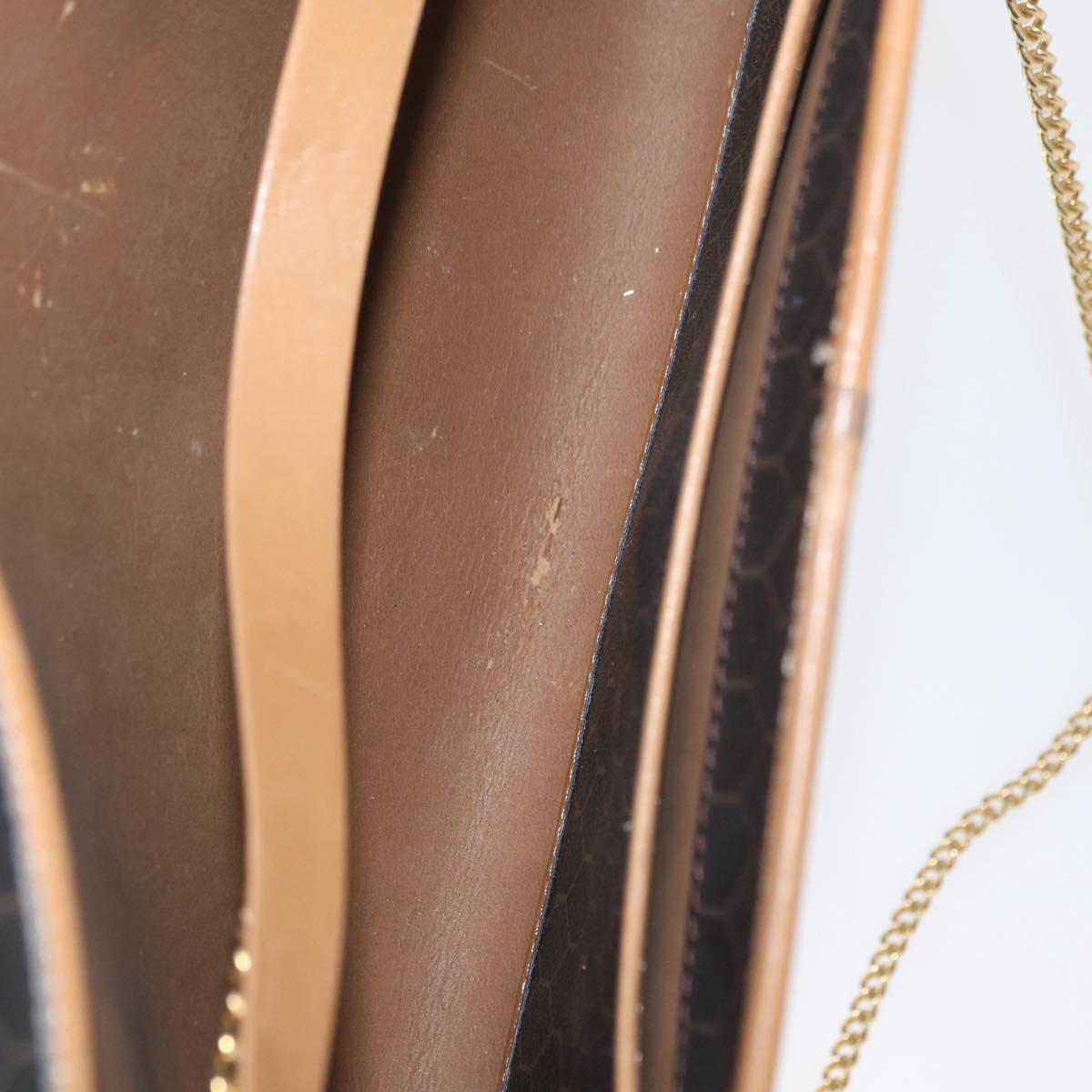 Christian Dior Honeycomb Canvas Chain Shoulder Bag PVC Black Gold Auth BA9551