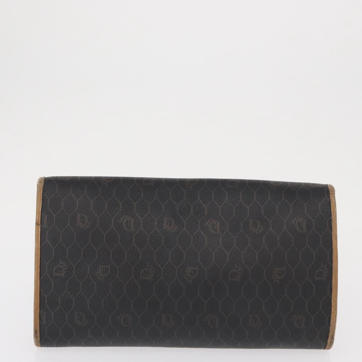 Christian Dior Honeycomb Canvas Chain Shoulder Bag PVC Black Gold Auth BA9551