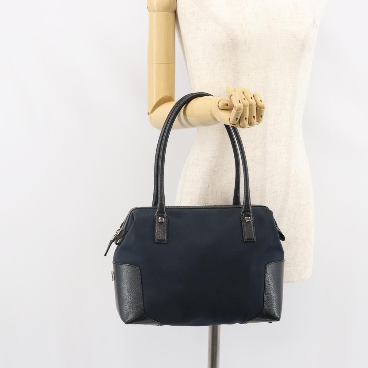 Salvatore Ferragamo Hand Bag Nylon Black Silver Auth BA9555
