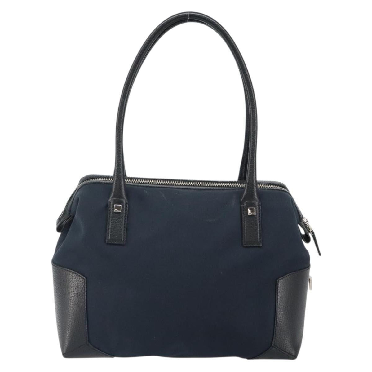 Salvatore Ferragamo Hand Bag Nylon Black Silver Auth BA9555