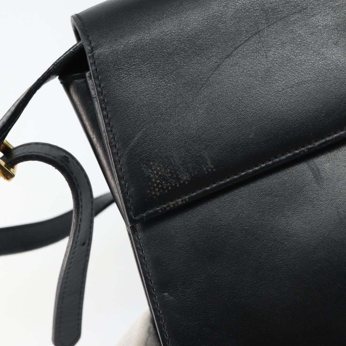 Salvatore Ferragamo Shoulder Bag Leather Black Gold Auth BA9556