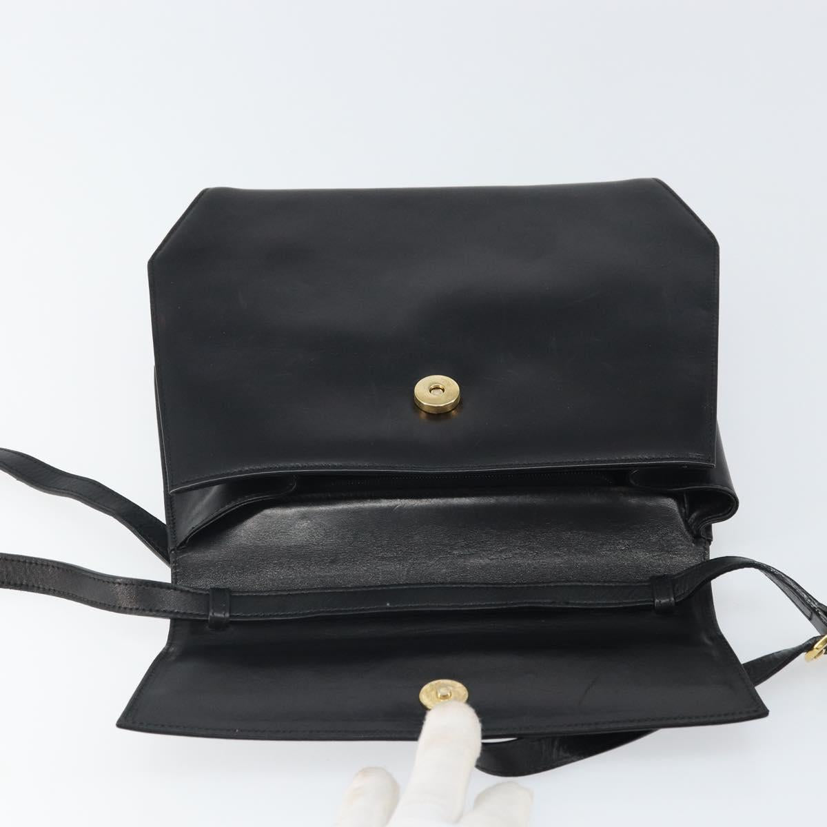 Salvatore Ferragamo Shoulder Bag Leather Black Gold Auth BA9556