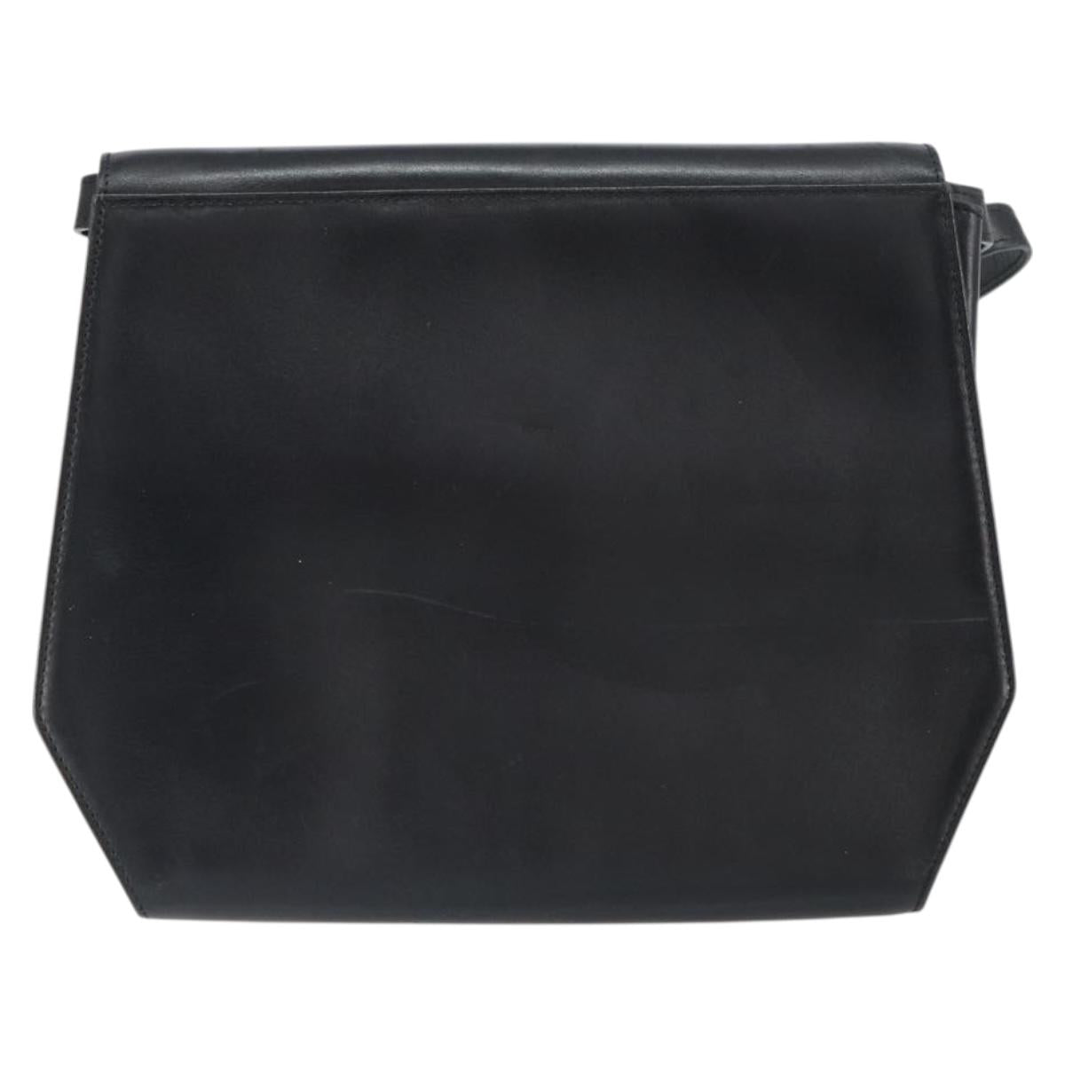 Salvatore Ferragamo Shoulder Bag Leather Black Gold Auth BA9556