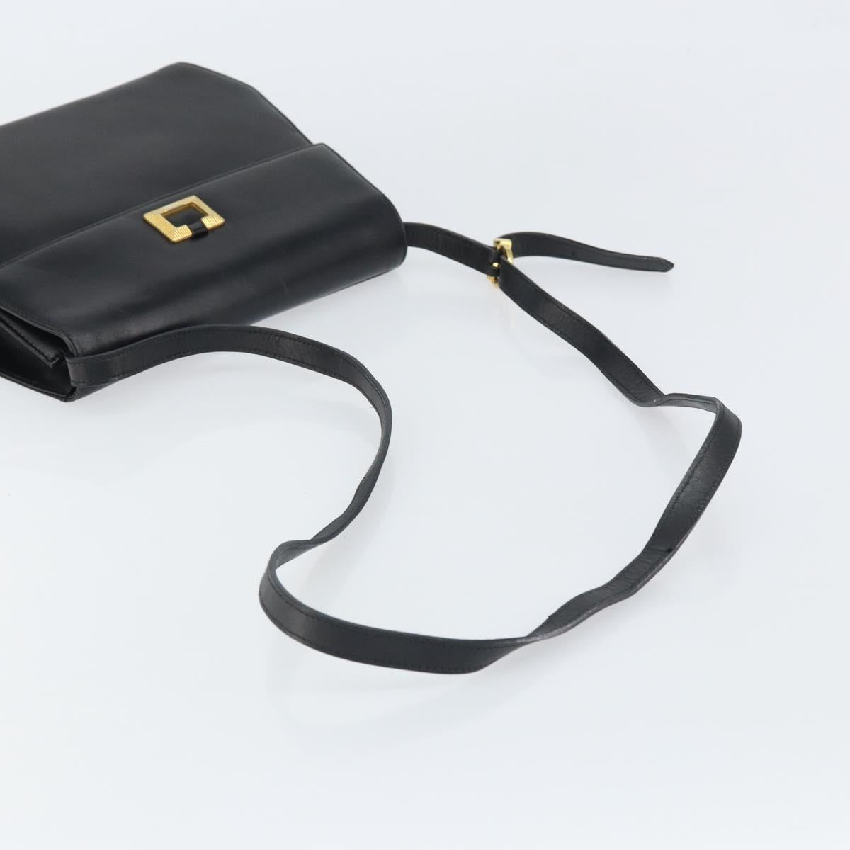 Salvatore Ferragamo Shoulder Bag Leather Black Gold Auth BA9556