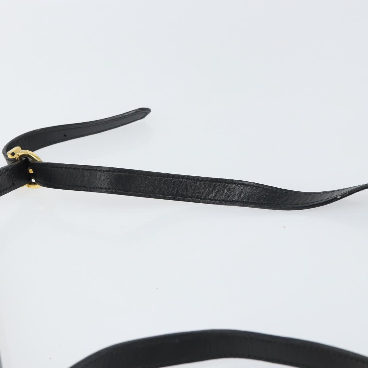 Salvatore Ferragamo Shoulder Bag Leather Black Gold Auth BA9556