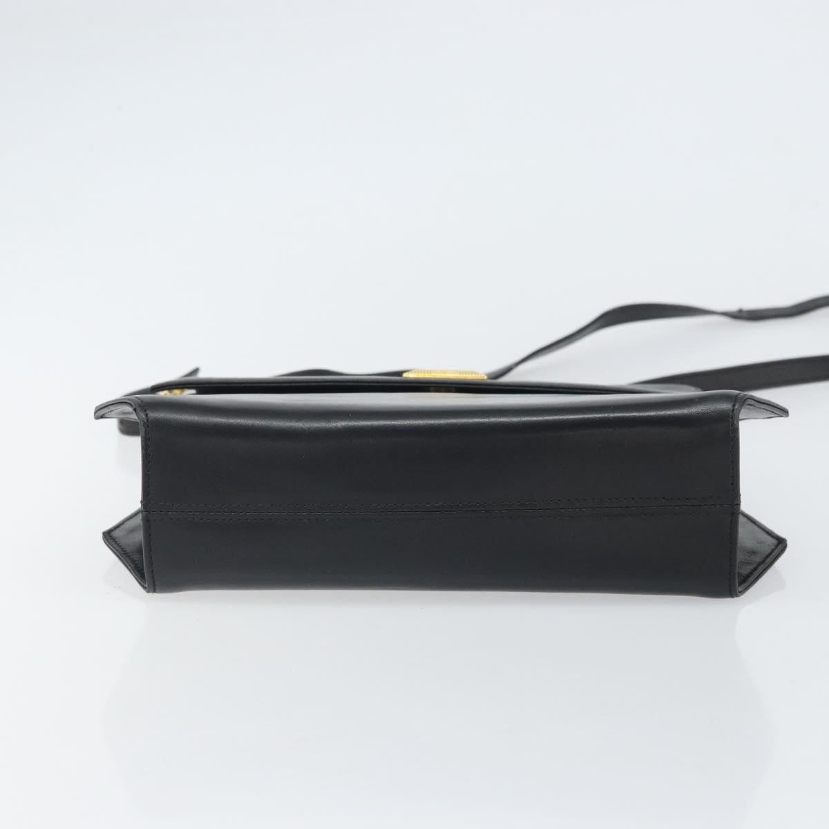 Salvatore Ferragamo Shoulder Bag Leather Black Gold Auth BA9556
