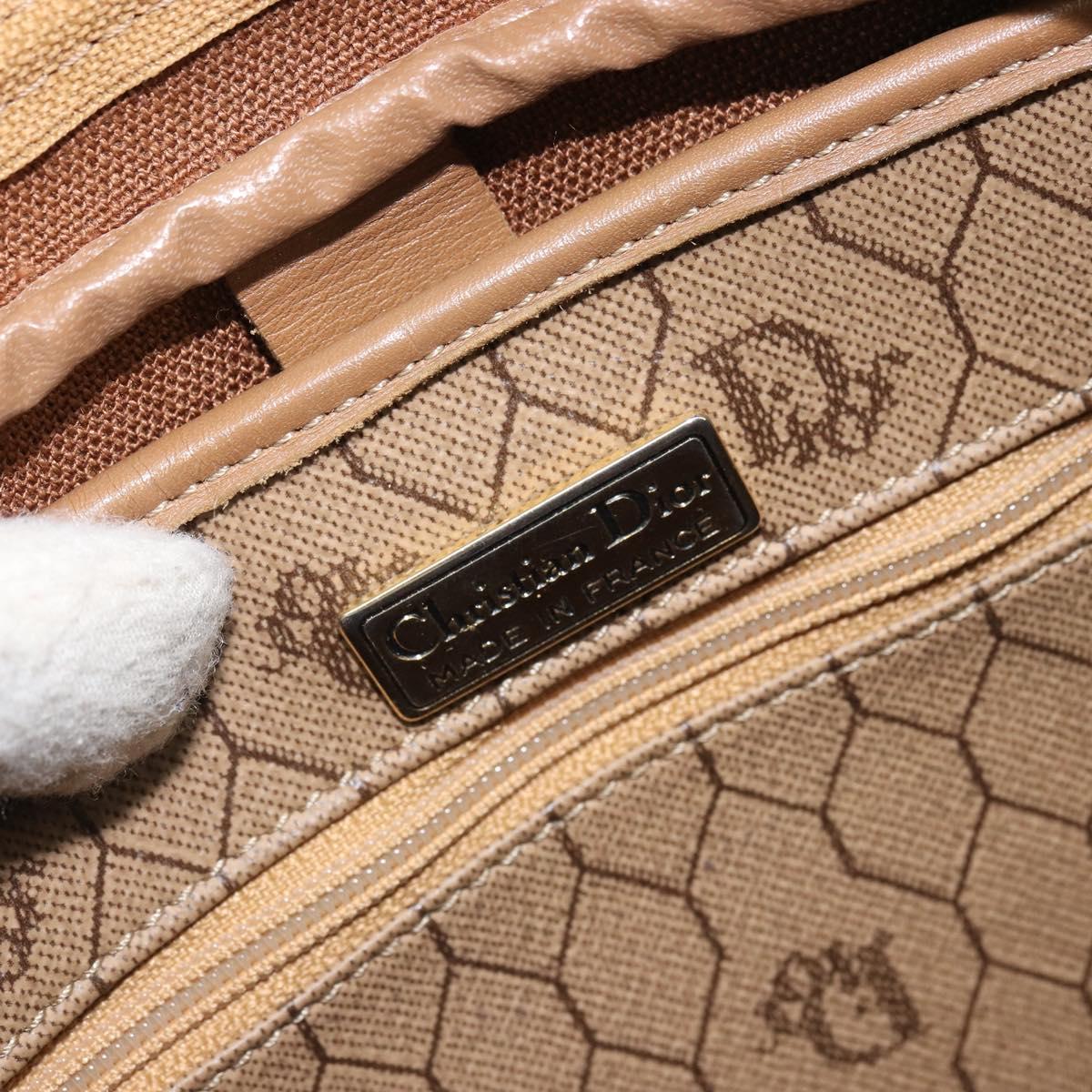 Christian Dior Honeycomb Canvas Shoulder Bag PVC Beige Gold Auth BA9558
