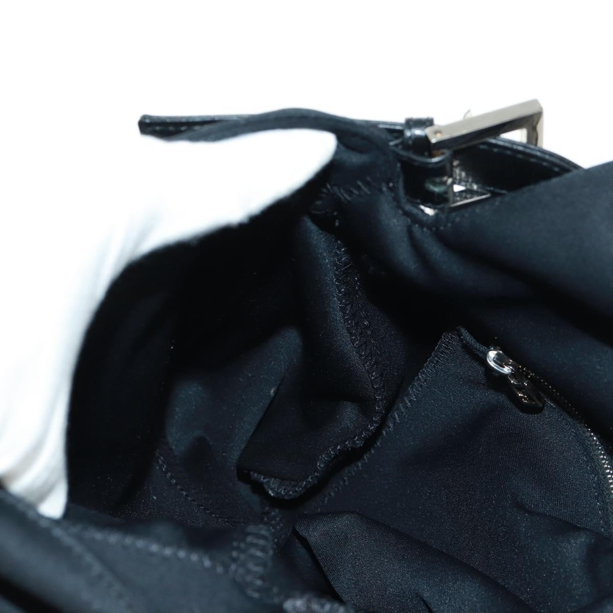FENDI Mamma Baguette Shoulder Bag Nylon Black Silver Auth BA9559V