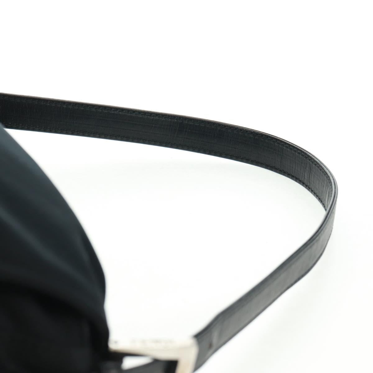 FENDI Mamma Baguette Shoulder Bag Nylon Black Silver Auth BA9559V