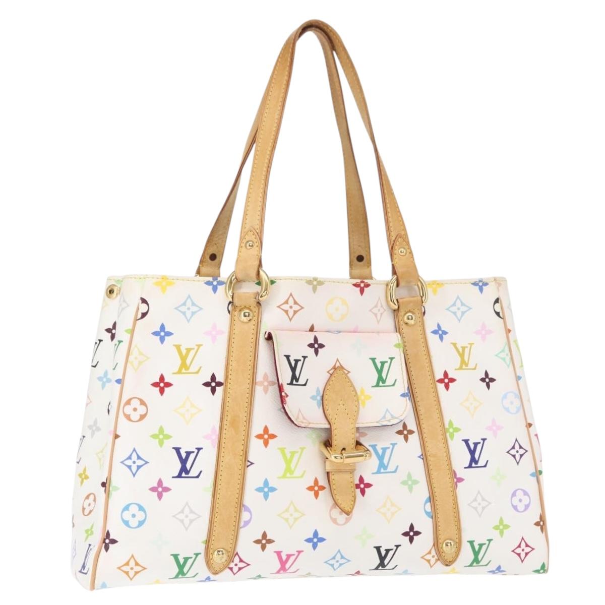 LOUIS VUITTON Monogram Multicolor Aurelia MM Tote Bag White M40094 Auth BA9560