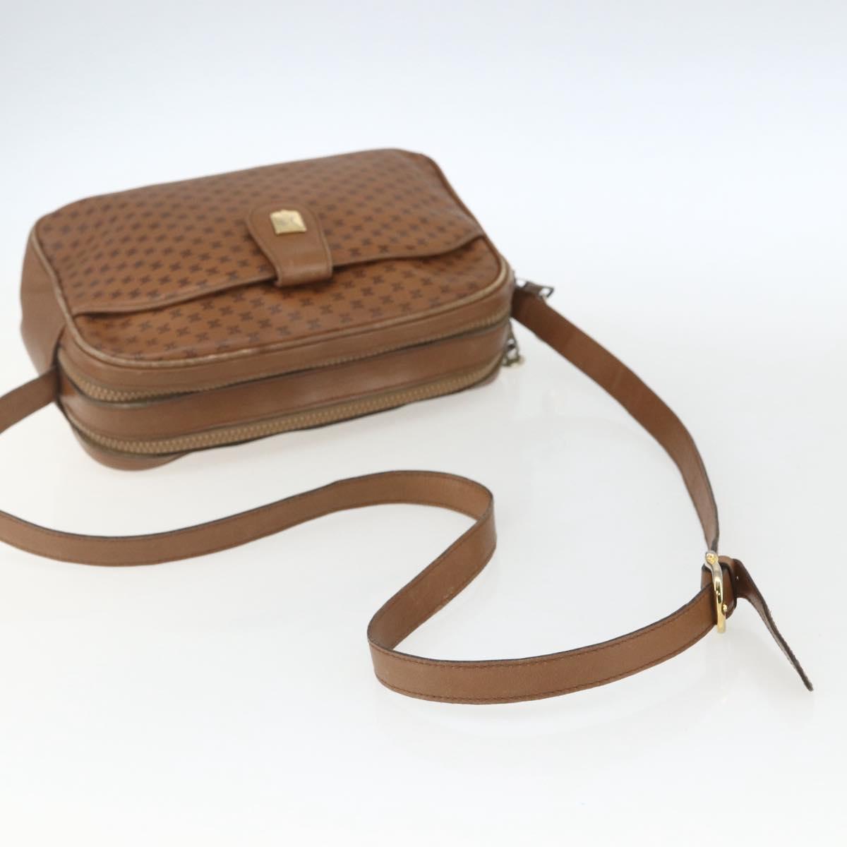 CELINE Macadam Canvas Shoulder Bag PVC Brown Gold Auth BA9563