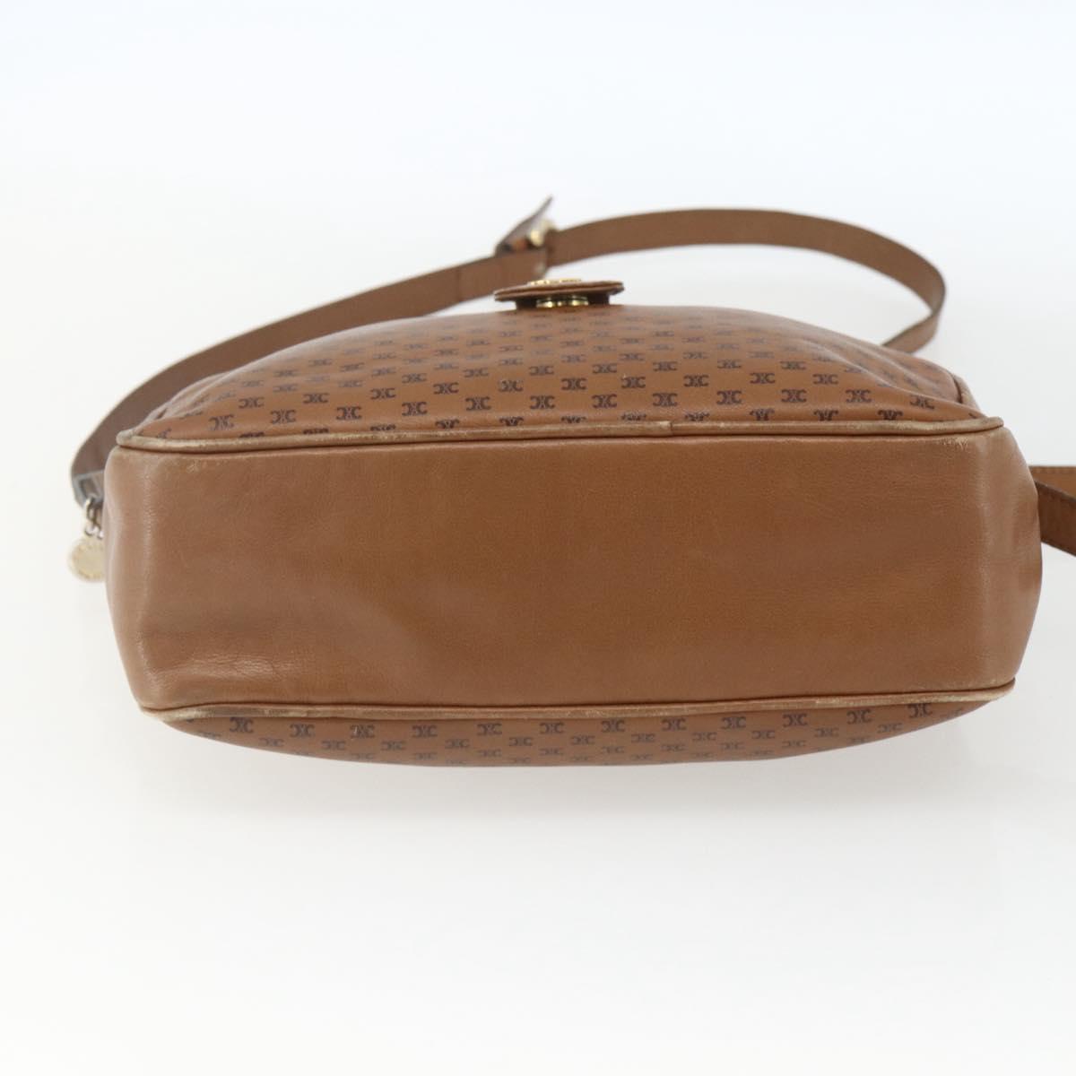 CELINE Macadam Canvas Shoulder Bag PVC Brown Gold Auth BA9563