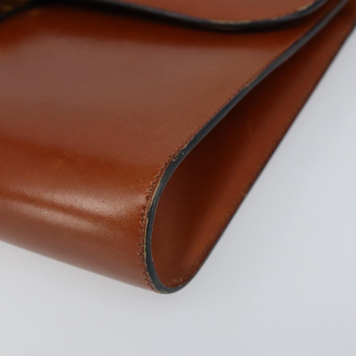Christian Dior Shoulder Bag Leather Gold Brown Auth BA9565