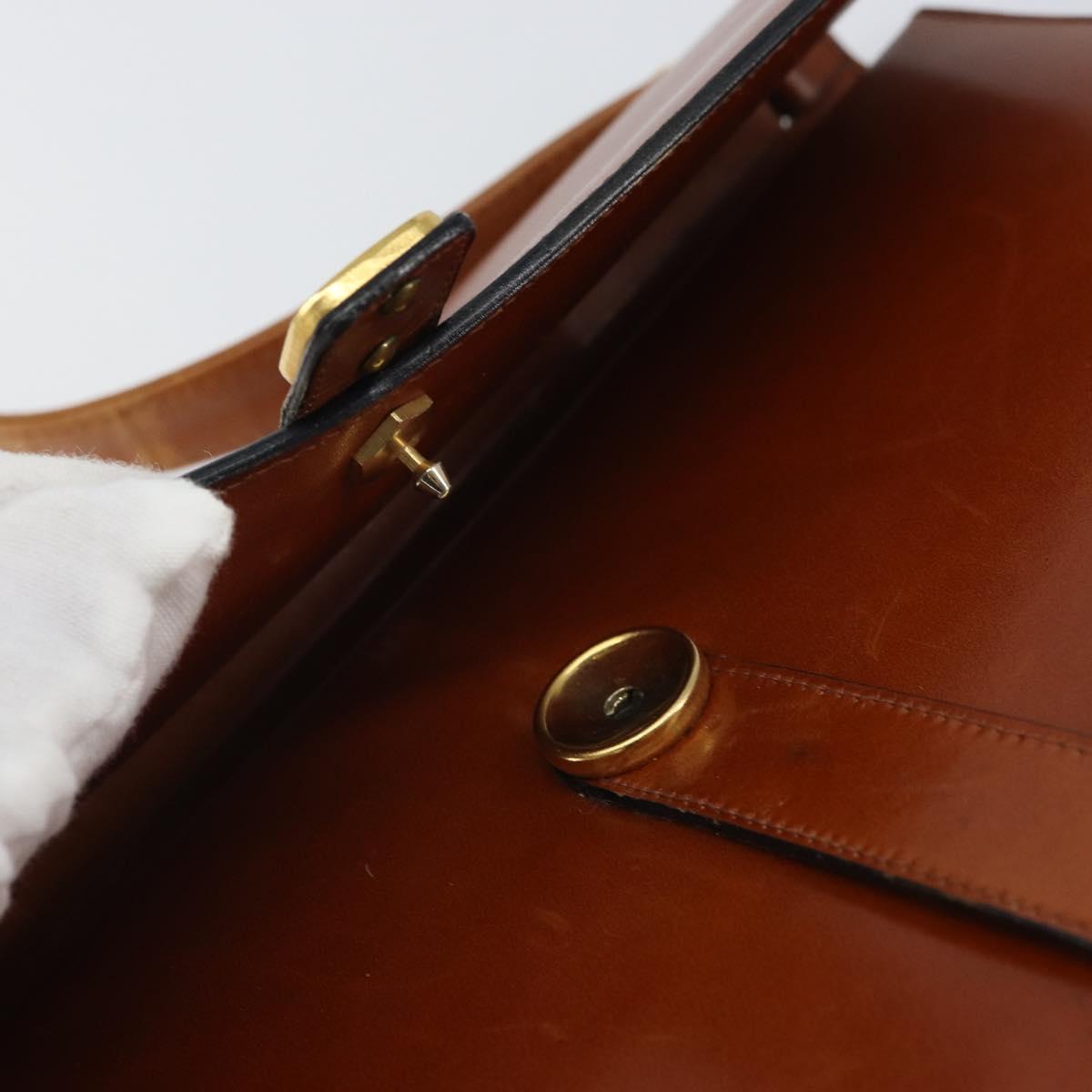 Christian Dior Shoulder Bag Leather Gold Brown Auth BA9565