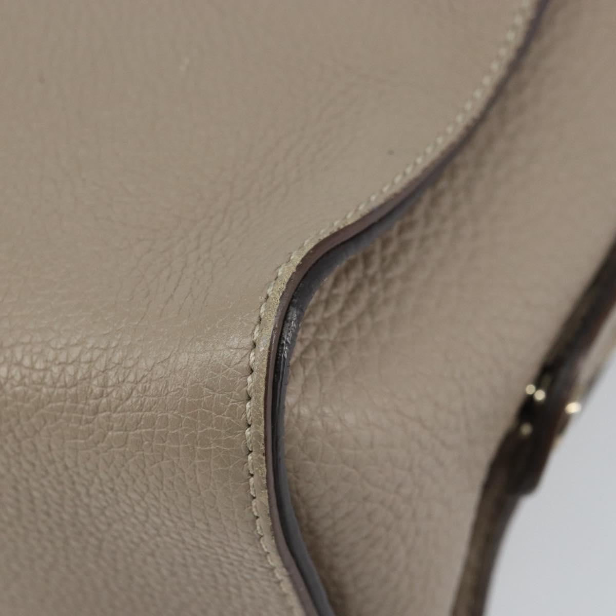 FENDI Celeria Ray Hand Bag Leather 2way Gray Silver Auth BA9567