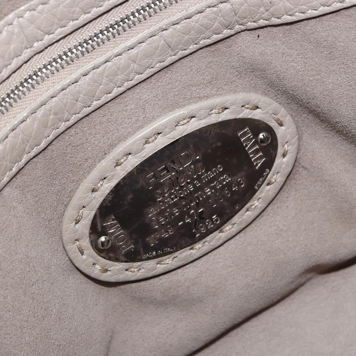 FENDI Celeria Ray Hand Bag Leather 2way Gray Silver Auth BA9567