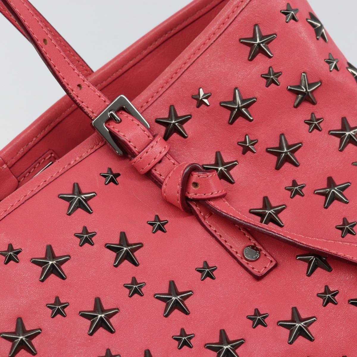 Jimmy Choo Sasha S Tote Bag Leather Pink Silver Auth BA9570