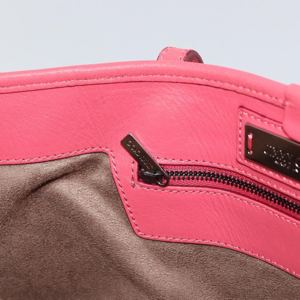 Jimmy Choo Sasha S Tote Bag Leather Pink Silver Auth BA9570