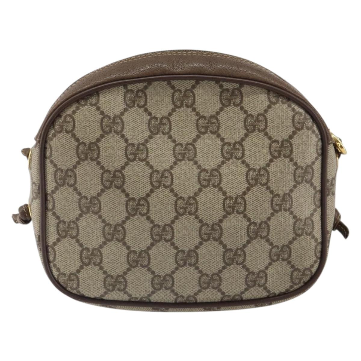 GUCCI GG Supreme Shoulder Bag PVC Beige Gold 116 02 606 Auth BA9572