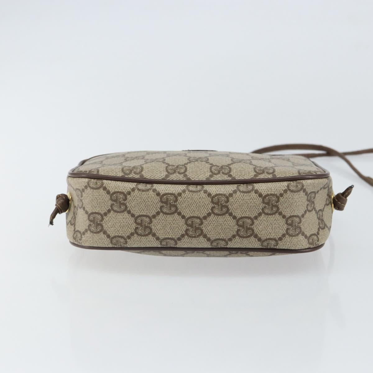 GUCCI GG Supreme Shoulder Bag PVC Beige Gold 116 02 606 Auth BA9572