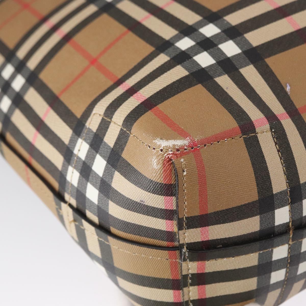 BURBERRY Nova Check Tote Bag PVC Beige Gold Auth BA9573