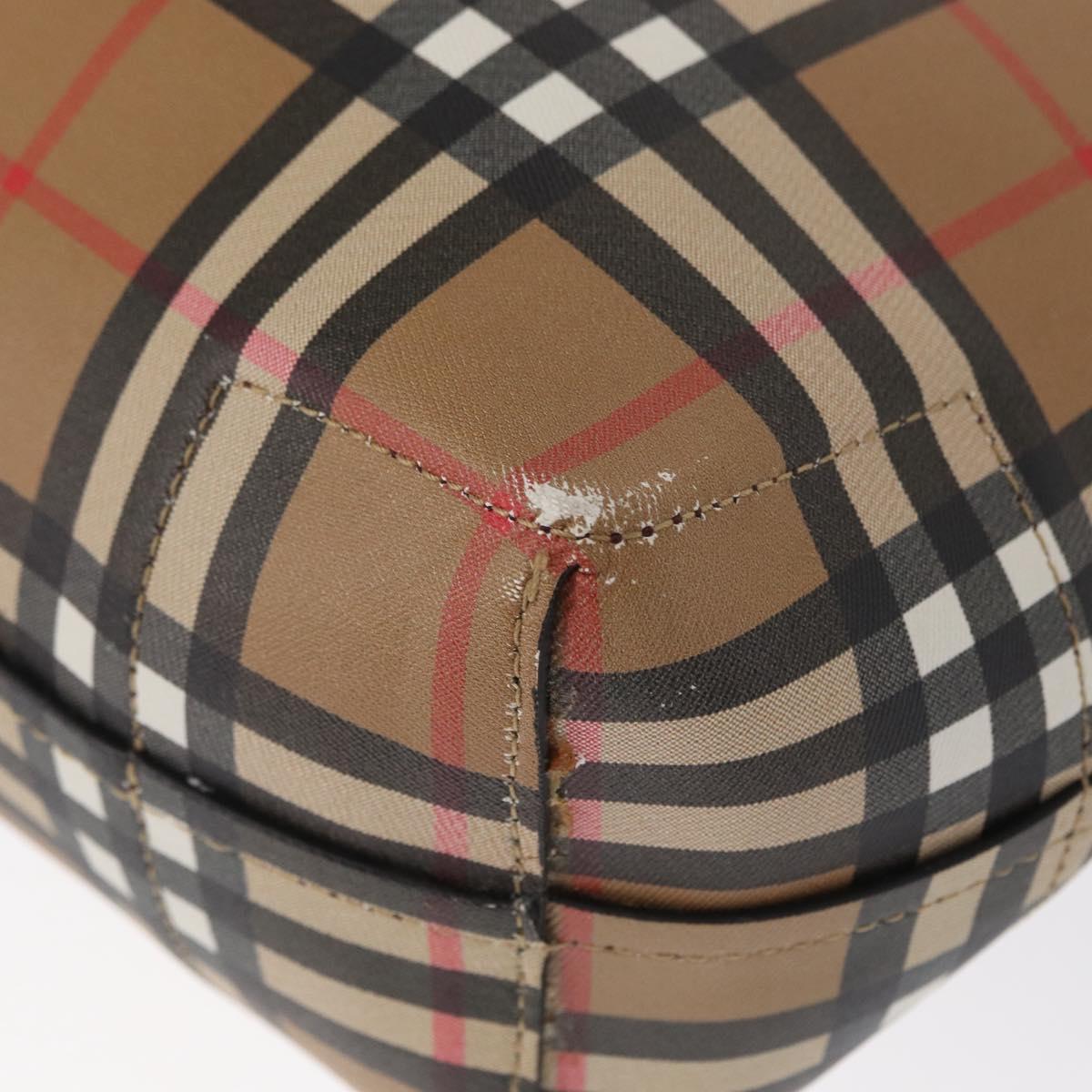 BURBERRY Nova Check Tote Bag PVC Beige Gold Auth BA9573