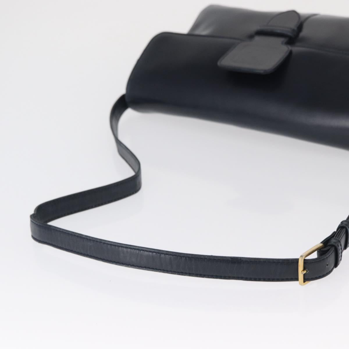 LOEWE Shoulder Bag Leather Navy Gold Auth BA9578